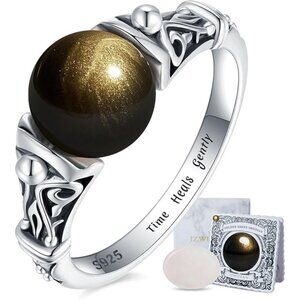 Spinner Ring 925 Sterling Silver Golden Sheen Obsidian Size 7 NWT